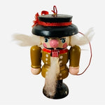 Vintage Goebel Nutcracker Prince Wood Ornament 2.5" Green Gold Christmas Rare VG