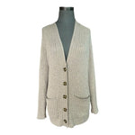 Gap Women's Tan Merino Wool V-Neck Cardigan M Button Front Ribbed Pockets EXC