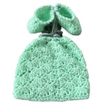 NWOT Baby Girl Light Green Knitted Beanie Hat & Socks Set Hand Crafted One Size