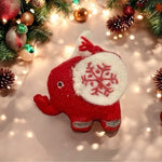 Handmade Wool Elephant Snowflake Christmas Tabletop Decoration 3x4x3 Nepal VG