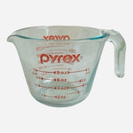 Vintage Pyrex 1 Cup Measuring Jug Clear Glass Red Markings 3x4x3 Kitchen VG