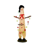 Snowman Candle Holder 16.5" Wood Santa Hat Figurine Christmas Decor Very Good