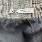 ZARA Mens Jacket L Grey Black Check Plaid Zip Front Windbreaker Collar VG