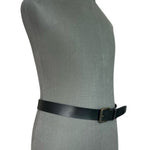 STACY ADAMS Black Genuine Leather Brown Solid Brass Square Buckle Dress Belt 44
