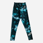 ONZIE JAZZERCISE Women Leggings S/M Cadet Blue Tie Dye High Rise Compression NWT