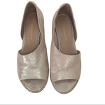 Anthropologie Souvenir D'Orsay Metallic Beige Leather Open Toe Flats Women’s 7