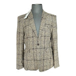 MAGE MALE Mens Check Blazer XL Tan Grey Brown Single Button Tweed Jacket NWT