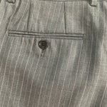 ETRO Milano Italy Gray Striped 100% Wool Flat Front Tailored Dress Pants Size 52