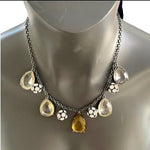 Vintage Teardrop Crystal Prism Disco Ball Bead Necklace 18" Silver Tone VG