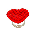 Girls Heart Shaped Ring Red Rhinestone Silver Adjustable Dress Up Jewelry NWOT