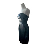 David's Bridal Black Strapless Ruched Waist Fit Flare Dress 2 Pockets Prom VG