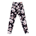 Balance Collection Floral Athletic Leggings Bordeaux Red Stretch Women Size M