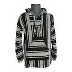 Mexican Baja Hoodie Drug Rug Jumper Green Grey Black Acrylic Unisex Poncho Sz L