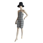 Topshop Women's Stretchy Mono Bodycon Mini Dress M Black White Stripe NWT