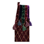 Large Christmas Stocking 42" Burgundy Red Velvet Quilted Tassels Handmade India