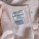 Karin Stevens Vintage 80s Pink Linen Floral Embroidered Midi Dress 4P NWT
