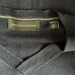 Saks Fifth Avenue Men's Navy Blue Wool V-Neck Pullover Sweater Size L VG