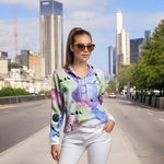 Women's Hoodie Large Graffiti Tie Dye Multicolor Sweatshirt Long Sleeve Pullover