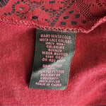 HYBRID Apparel Womens Tee L Burgundy Red Black Cross Front Lace Back Distressed