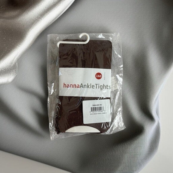 Hanna Andersson Microfiber Ankle Tights Size 160 Chestnut Brown Ribbed NIP