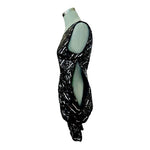 Alice Olivia Silk Sequin Sheath Dress Black Keyhole Back Size S