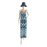 Enfocus Studio Women Maxi Dress 6 Emerald Print Blue Green White Boho Sleeveless
