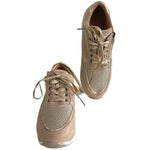 New Metallic Gold Tan White Zip Up Lace Up Bandage Trainers Women’s Size 6