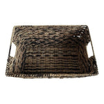 Wicker Rectangular Storage Basket 15x10x7" Brown Handles Crate Bin Organizer G+