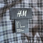 H&M Men's Black Button Front Dress Shirt L Long Sleeve 100% Cotton Good Plus