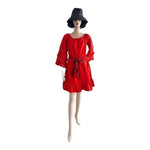 Perfectly Priscilla Red Off Shoulder Crochet Sleeve Mini Dress M/L Velvet NWT