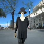 CUPIO Women's Black V-Neck Sweater Size M Modal Spandex Long Sleeve Pullover VG
