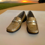 Women's Shoes BALLY Loafers Gold Patent Leather Moccasins Low Heels Moccasins