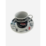 Vintage FASHION 12pc Espresso Coffee Set Silver Holder Black White Red Porcelain