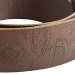 Women Brown Embossed Leatherette Belt Flower Rhinestone Metal Buckle 36" 2" Wide