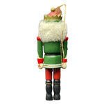 Vintage Wooden King Nutcracker Green Gold Crown Christmas Ornament 4" VG