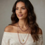 Unique Pink Beaded Layered Necklace 1972 Hong Kong Coin Pendant