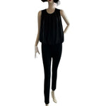 CALVIN KLEIN Women's Blouse XS Black Sleeveless Tank Pullover Elastic Bottom EXC