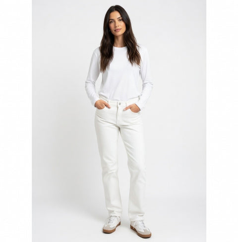 GAP White Girlfriend Jeans Sz 8/29R Cotton Blend Mid Rise Stretch 27" Inseam EXC
