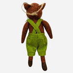 Handmade Felted Fox Gentleman Christmas Ornament 8"x4" Fabric Stuffed Xmas VG