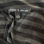Cable & Gauge Women's Asymmetrical Stripe Sweater Tunic M Black Grey 30" VG