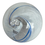 Kosta Boda White Blue Swirl Glass Ball Ornament 3.5" Hand Blown Christmas NIB