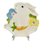 Pier 1 Imports Easter Bunny Rabbit Plate Tulip Design 8.75"x6" Ceramic VG