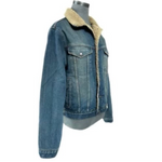 Abercrombie & Fitch Women's Denim Trucker Jacket Size S Sherpa Lined Blue VG