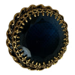 Vintage Gold Tone Round Dark Blue Crystal Brooch Pin 1.5" Women's Jewelry VG