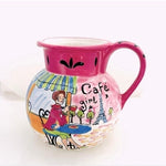 Certified International Cafe Girl Ceramic Pitcher Jennifer Brinley 8.5" NWOT
