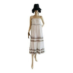 Rip Curl Vista Maxi Dress M White Grey Metallic Layered Cotton Spaghetti NWT