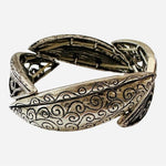 Oxidized Silver Elastic Bangle Bracelet Women's Artisan Costume Jewelry Gift