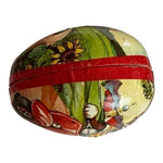 Vintage West Germany Paper Mache Easter Egg Candy Container Rabbit Bike 4" VG