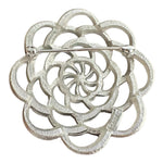Vintage TRIFARI Signed Silver Tone Crown Flower Brooch Pin Women's Jewelry