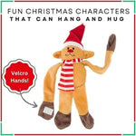 Monkey Santa Claus Wrap Around Plush Stuffed Toy 8" Handmade Christmas Decor VG